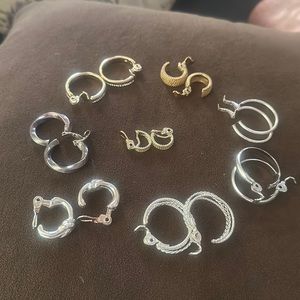 Clip-On Hoop Lot 6 Pairs